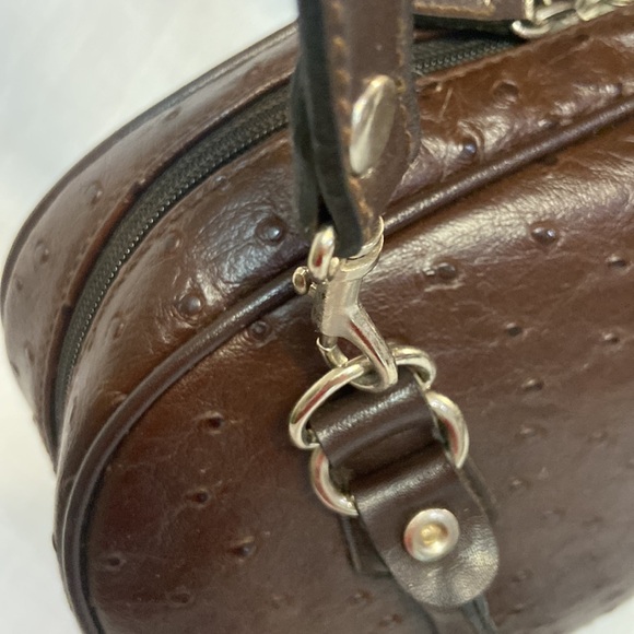 Brown Ostrich Print Womens Crossbody/ Satchel Bag, Detachable Strap- Nice! - Picture 8 of 14